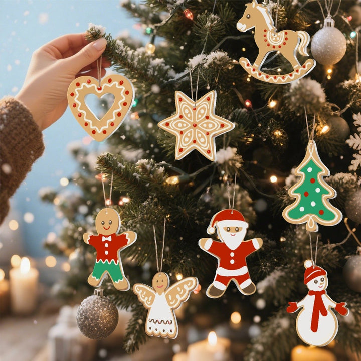 Paint By Numbers KitLarge Christmas Ornaments - Rocking Horse Santa Heart - isuvio