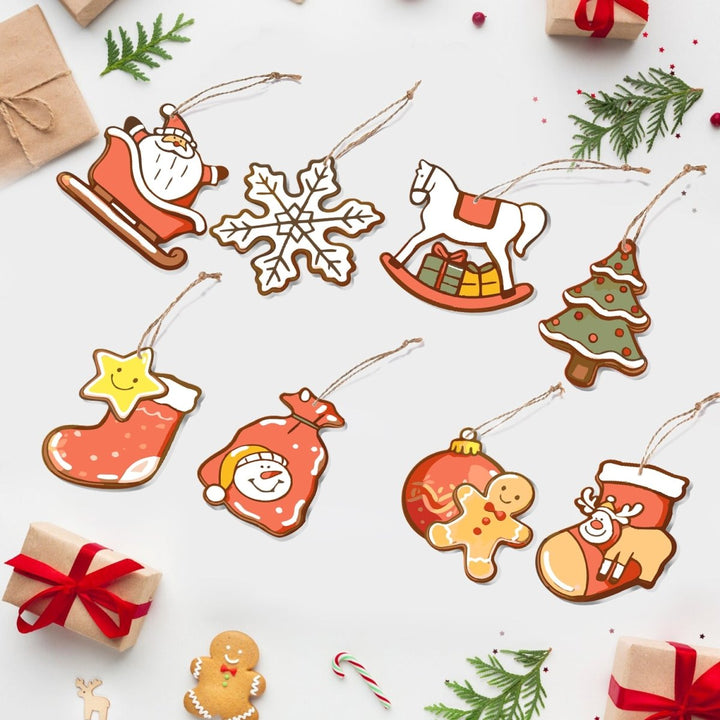 Paint By Numbers KitLarge Christmas Ornaments - Santa Sled Snowflake Rocking Horse - isuvio