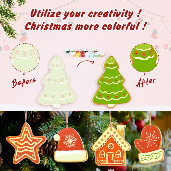 Paint By Numbers KitLarge Christmas Ornaments - Star Hat Reindeer Tree - isuvio