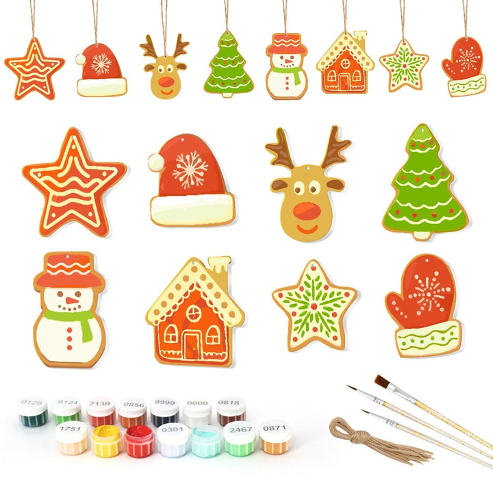 Paint By Numbers KitLarge Christmas Ornaments - Star Hat Reindeer Tree - isuvio