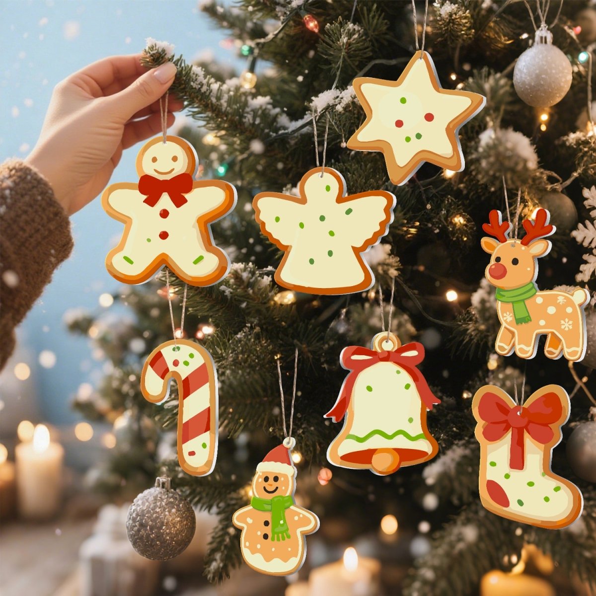 Voltooide ornamenten opgehangen als kerstdecoratie