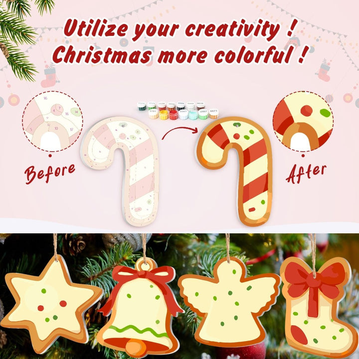 Paint By Numbers KitLarge Christmas Ornaments - Vanilla Gingerbread Set - isuvio