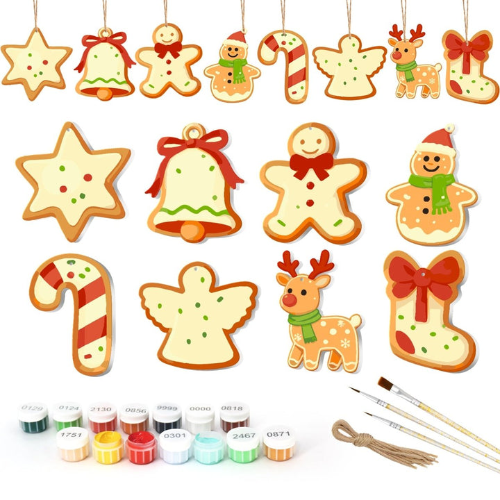 Paint By Numbers KitLarge Christmas Ornaments - Vanilla Gingerbread Set - isuvio