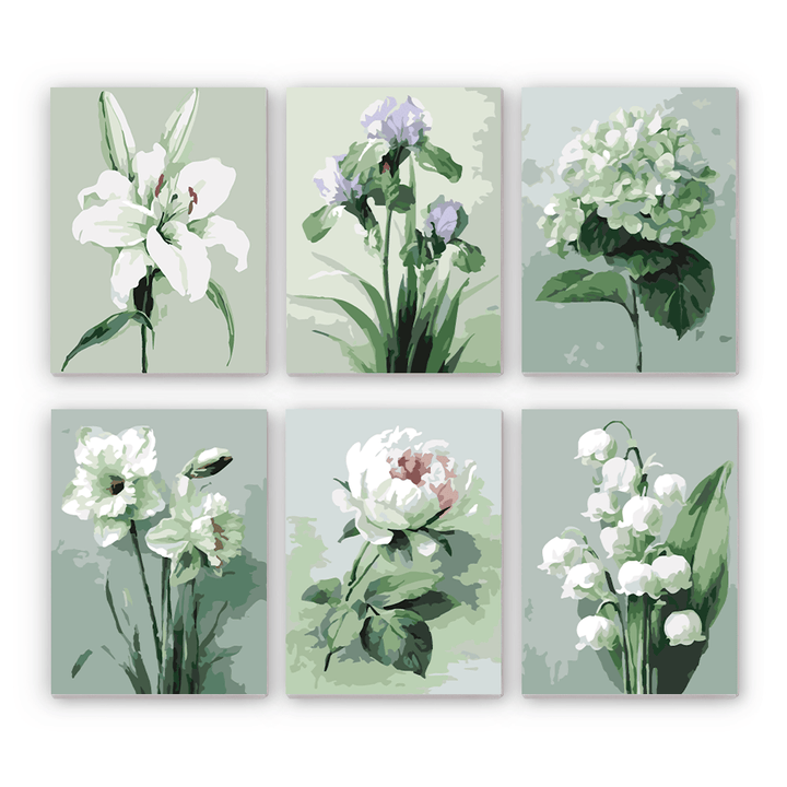 Mini Paint By Numbers SetLily Iris Hydrangea Peony Lily - of - the - Valley - isuvio