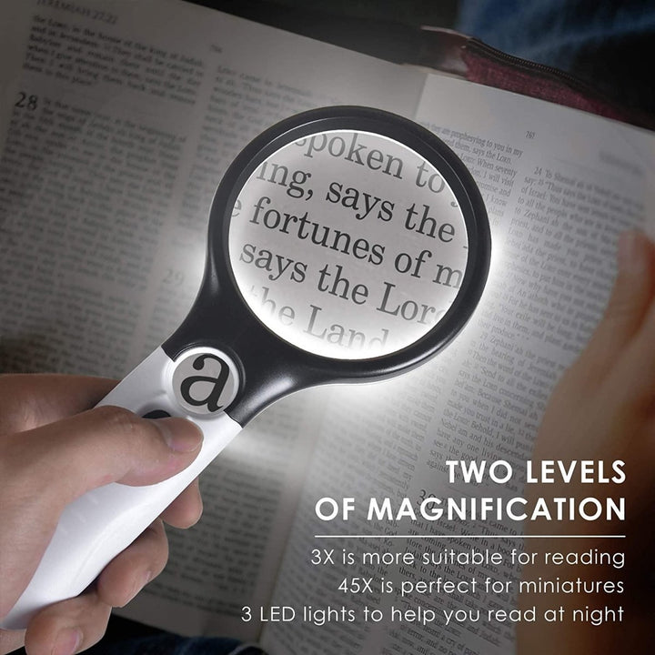 AccessoriesMagnifying Glass with Light Handheld 3X & 45X - isuvio