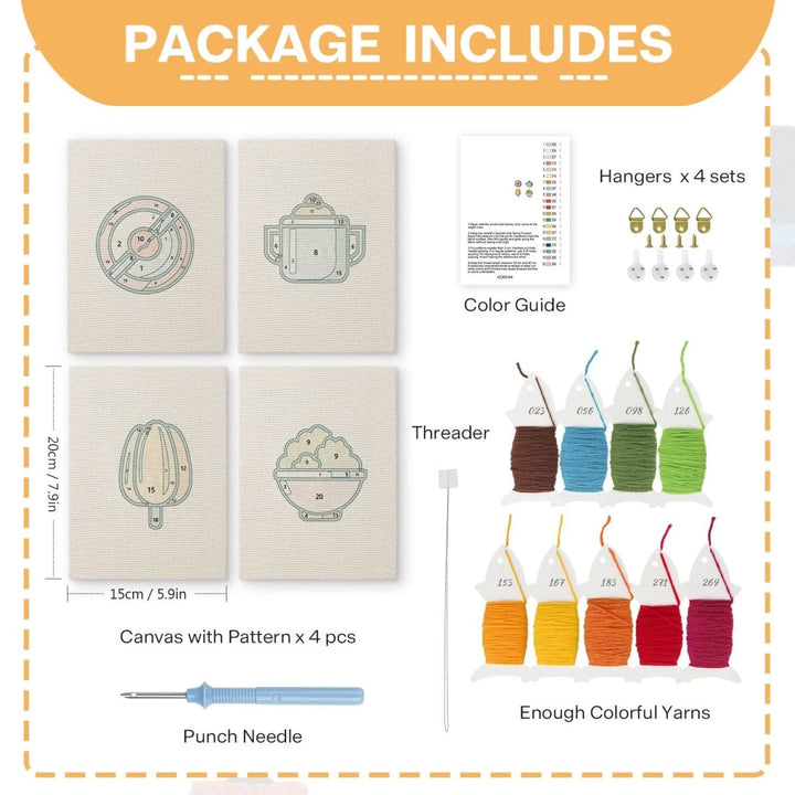 Punch Needle Kit - Mini Punch Needle Kit (4pcs) - Cute Cartoon Patterns ...