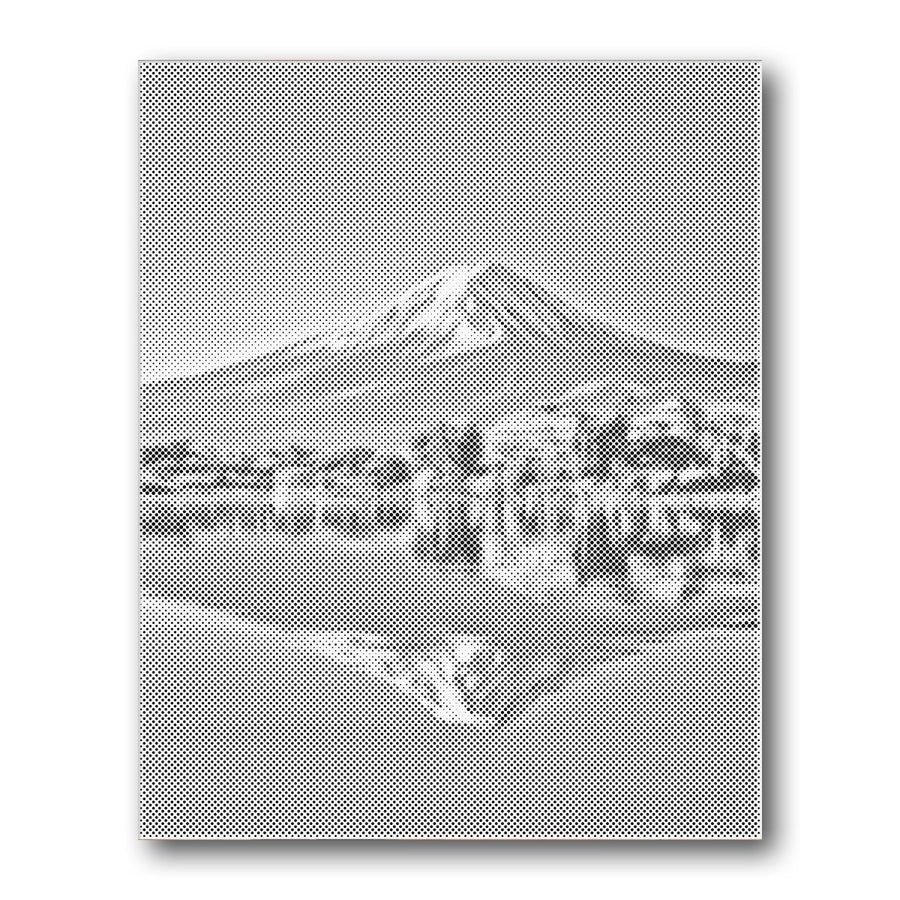 Dot PaintingMount Fuji Lake Reflection - isuvio