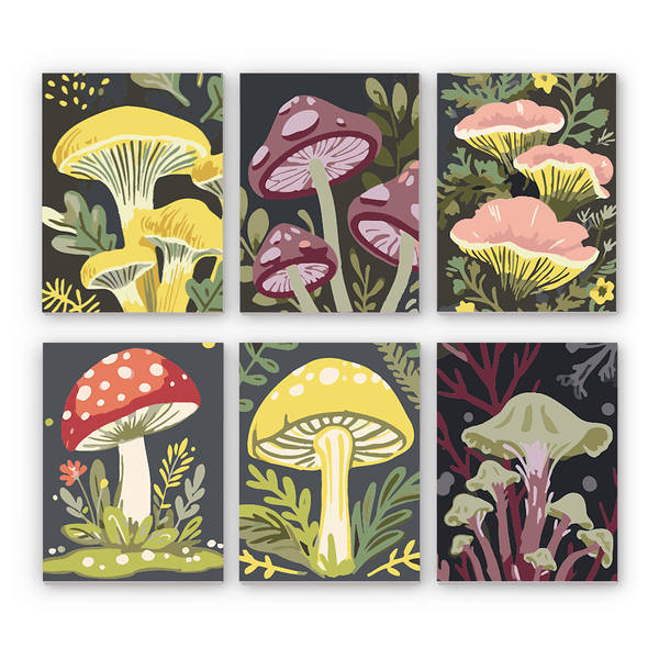Mini Paint By Numbers SetMushrooms Set - isuvio