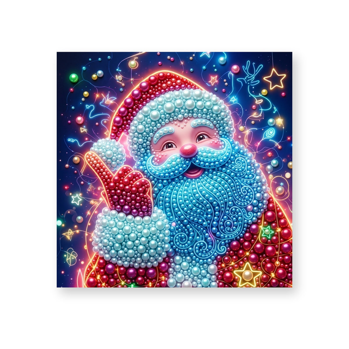 Blue-Bearded Santa among Christmas Stars