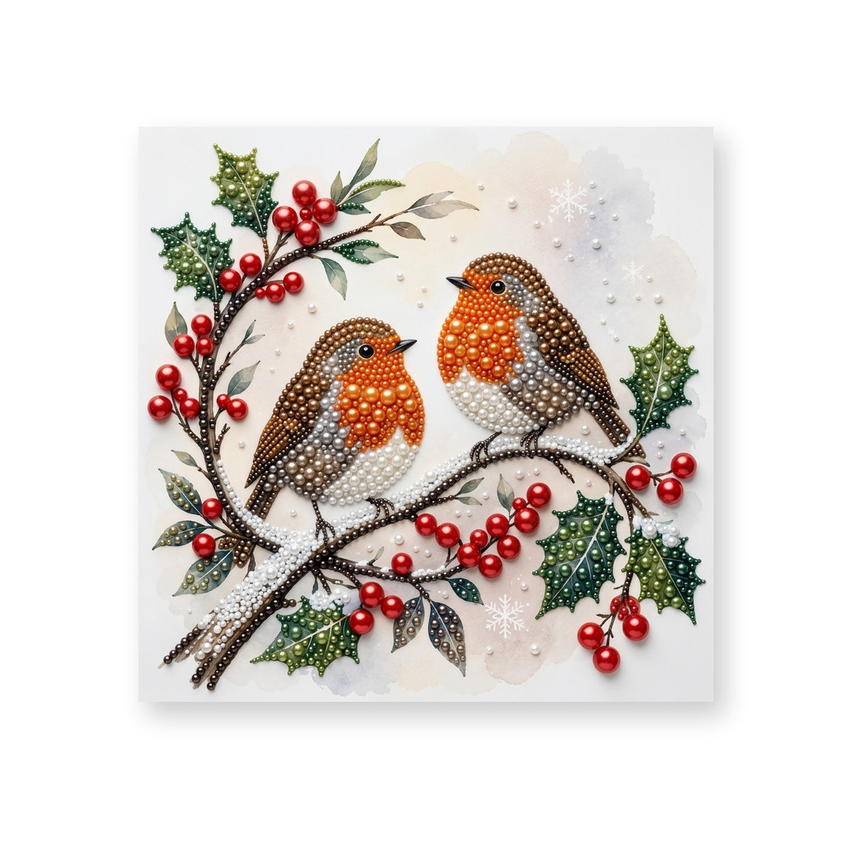 Two Robins on Christmas Holly