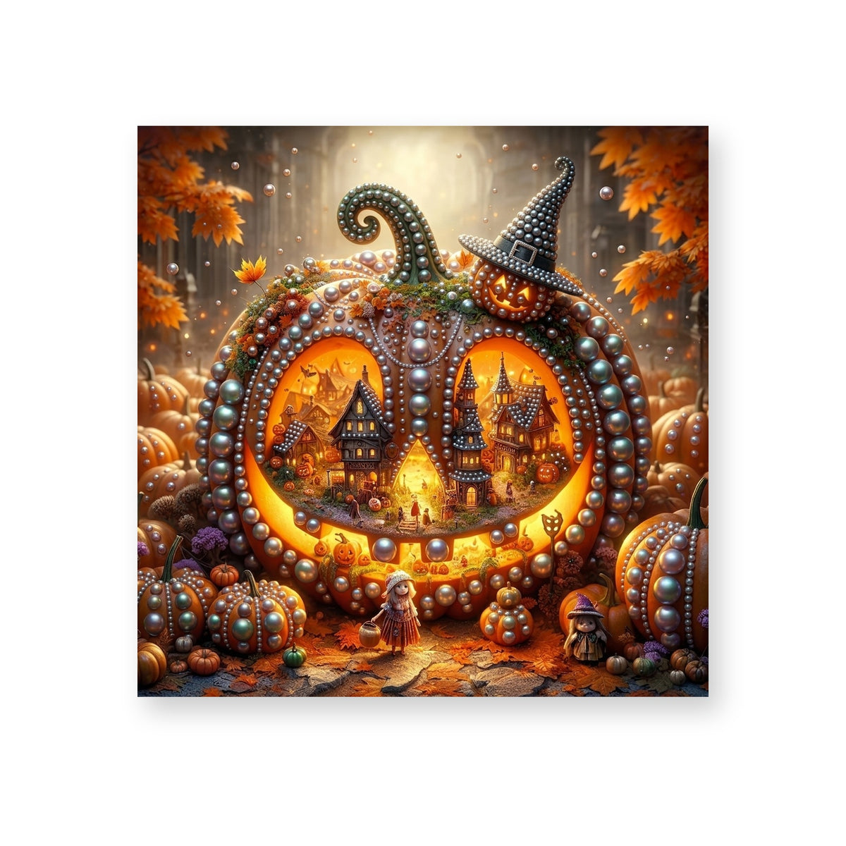Tiny Haunted Village inside a Pumpkin