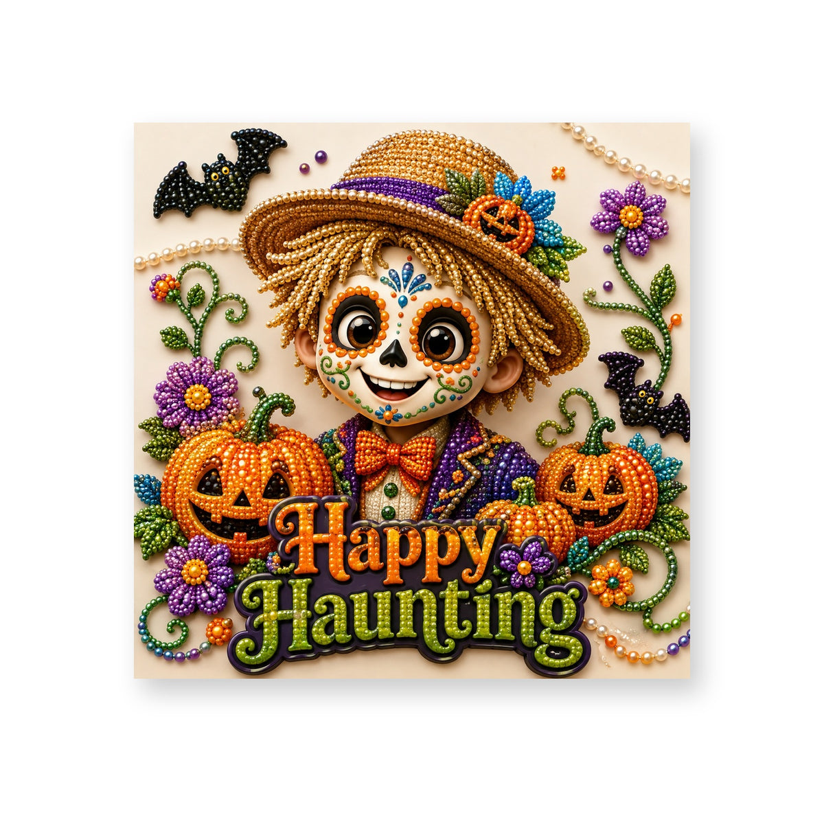 Happy Haunting Sugar Skull Scarecrow
