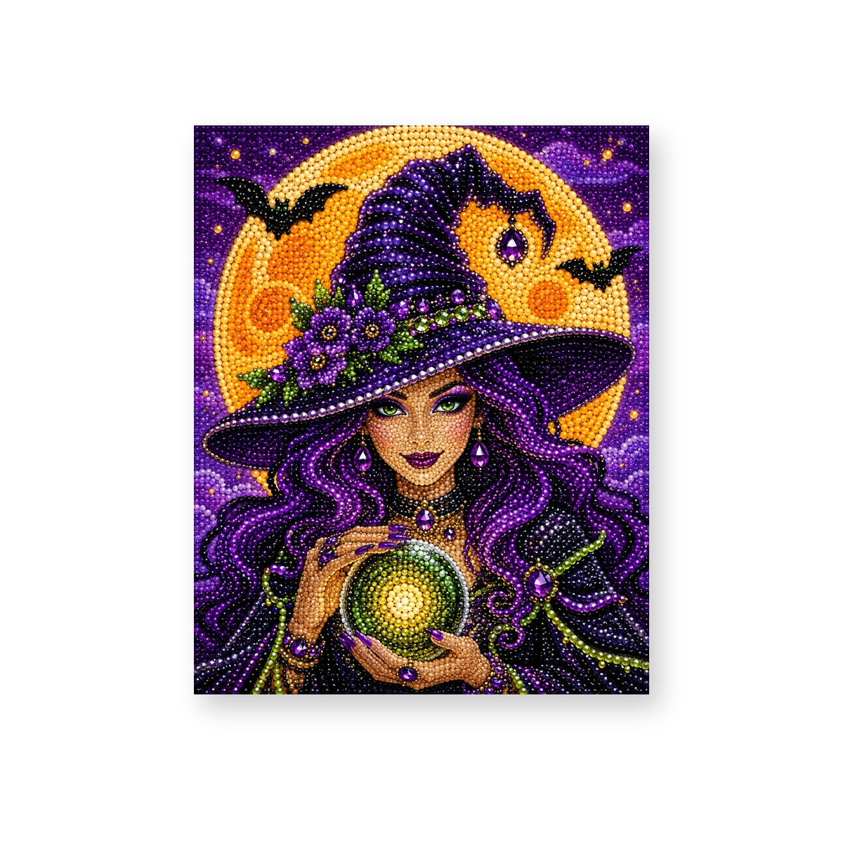 Purple-Haired Witch Holding a Glowing Green Orb