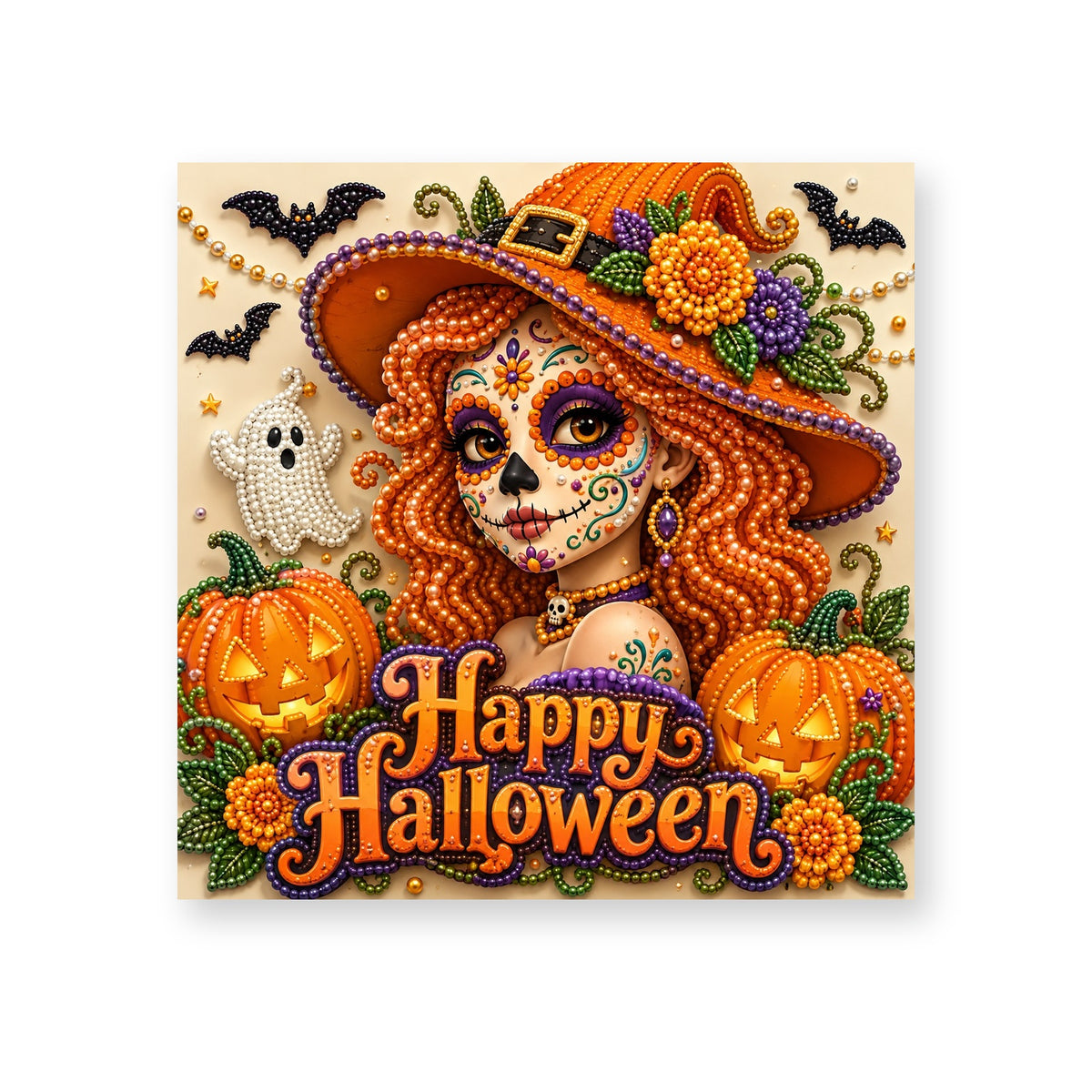 Happy Halloween Sugar Skull Witch
