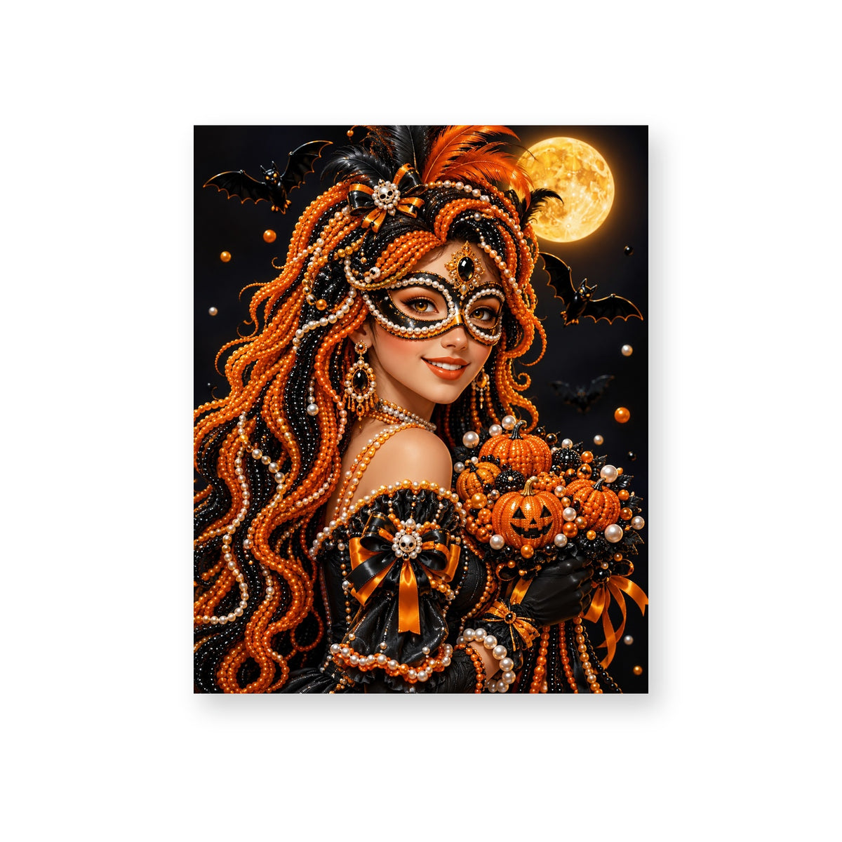 Autumn Masquerade with a Pumpkin Bouquet