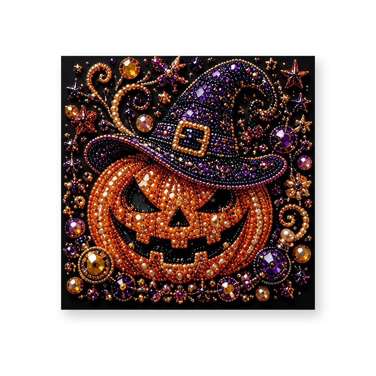 Grinning Pumpkin in a Purple Witch Hat