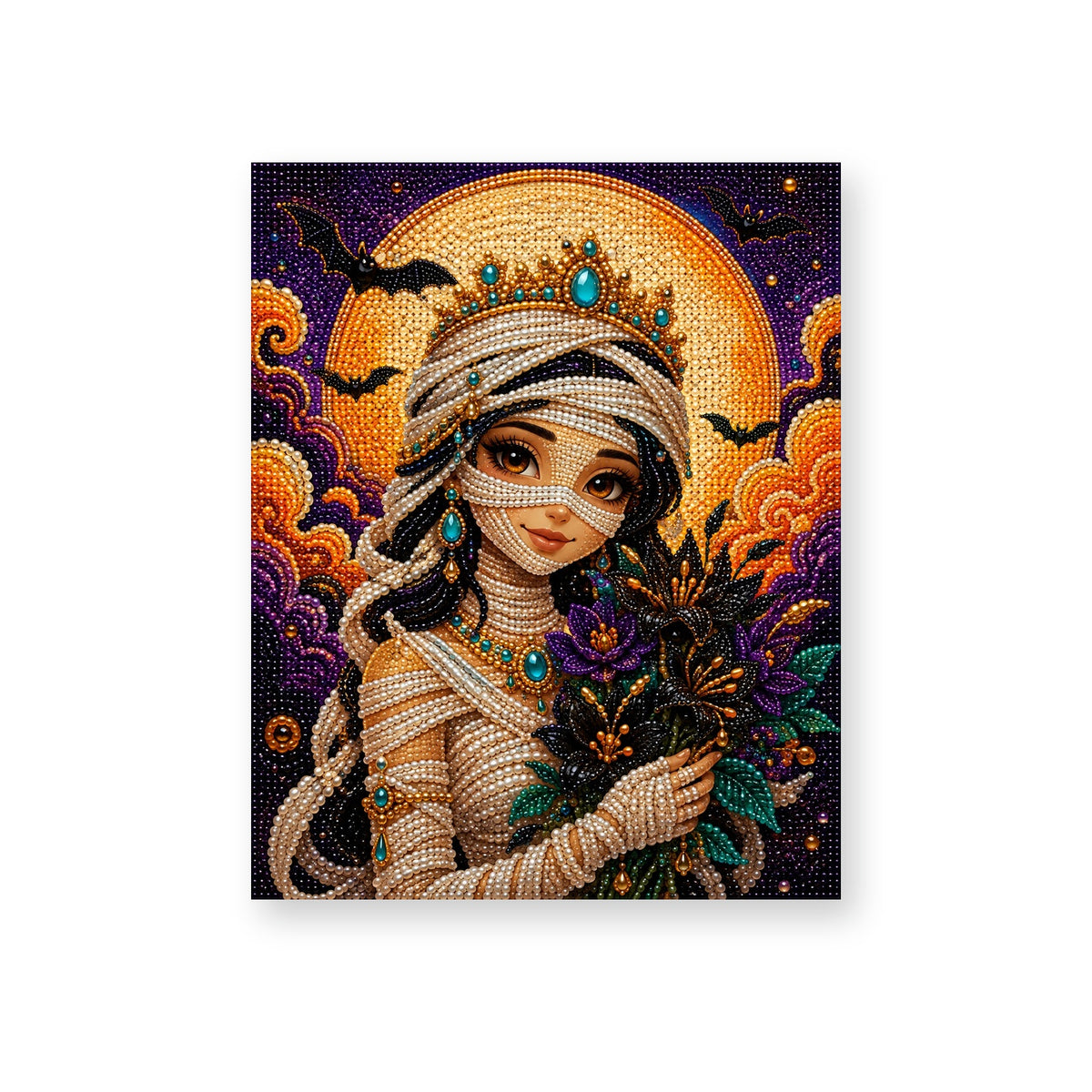 Mummy Princess with a Crown and Autumn Bouquet