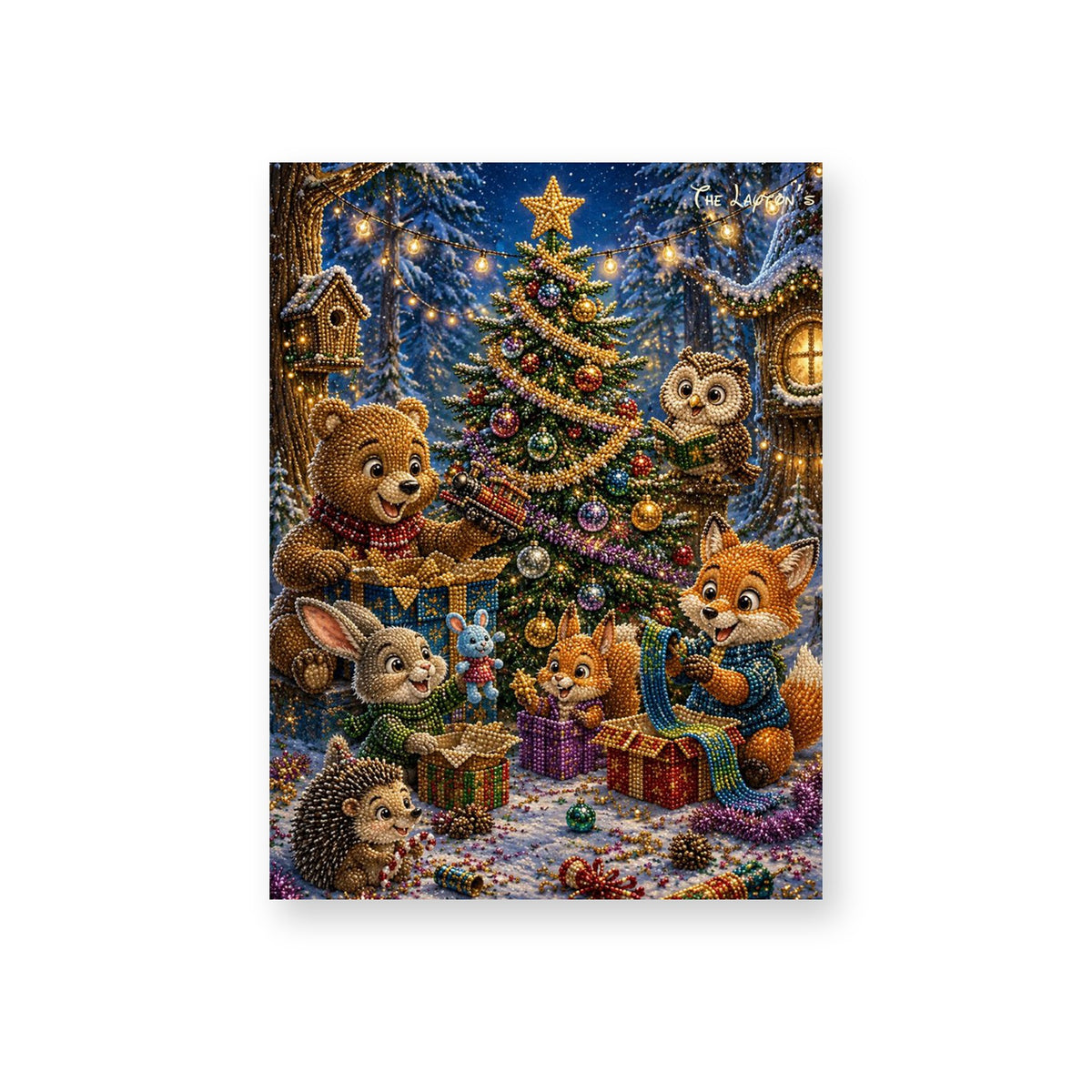 Woodland Friends around the Christmas Tree