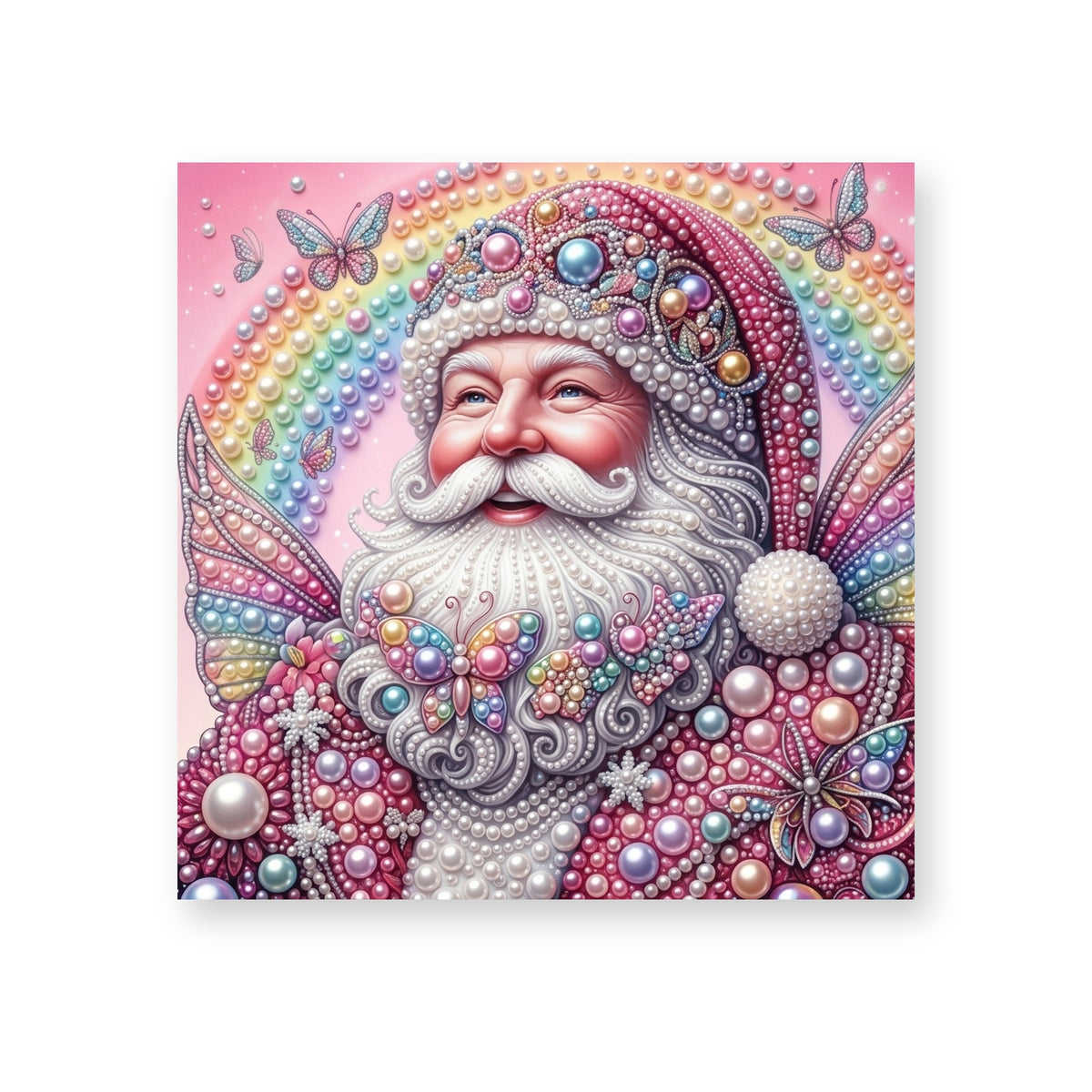 Pink Fairy Santa beneath a Rainbow