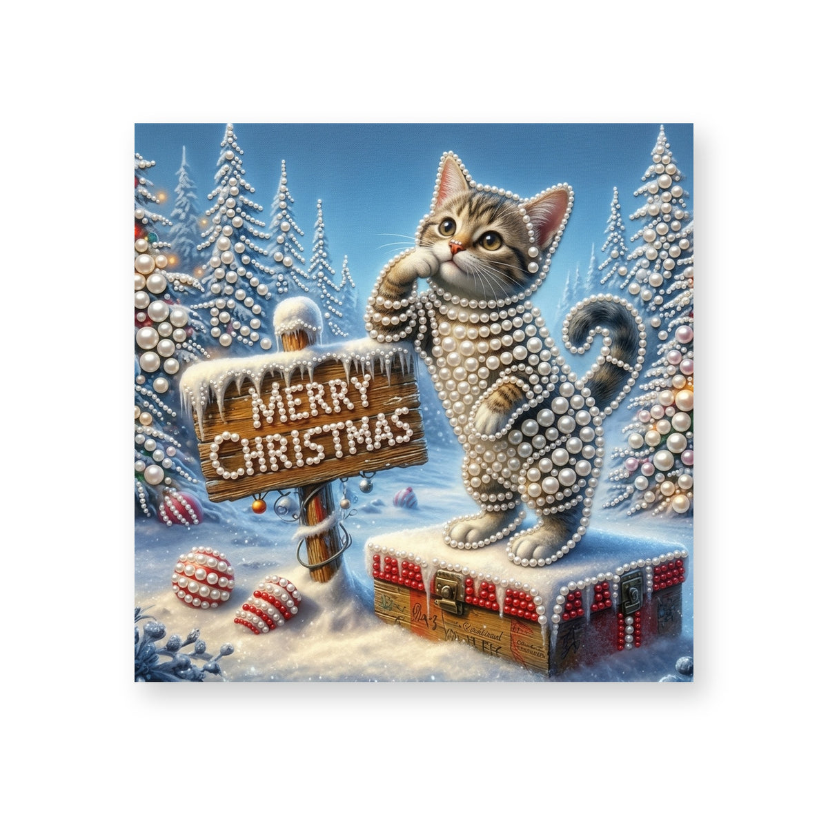 Merry Christmas Kitten on a Gift Box