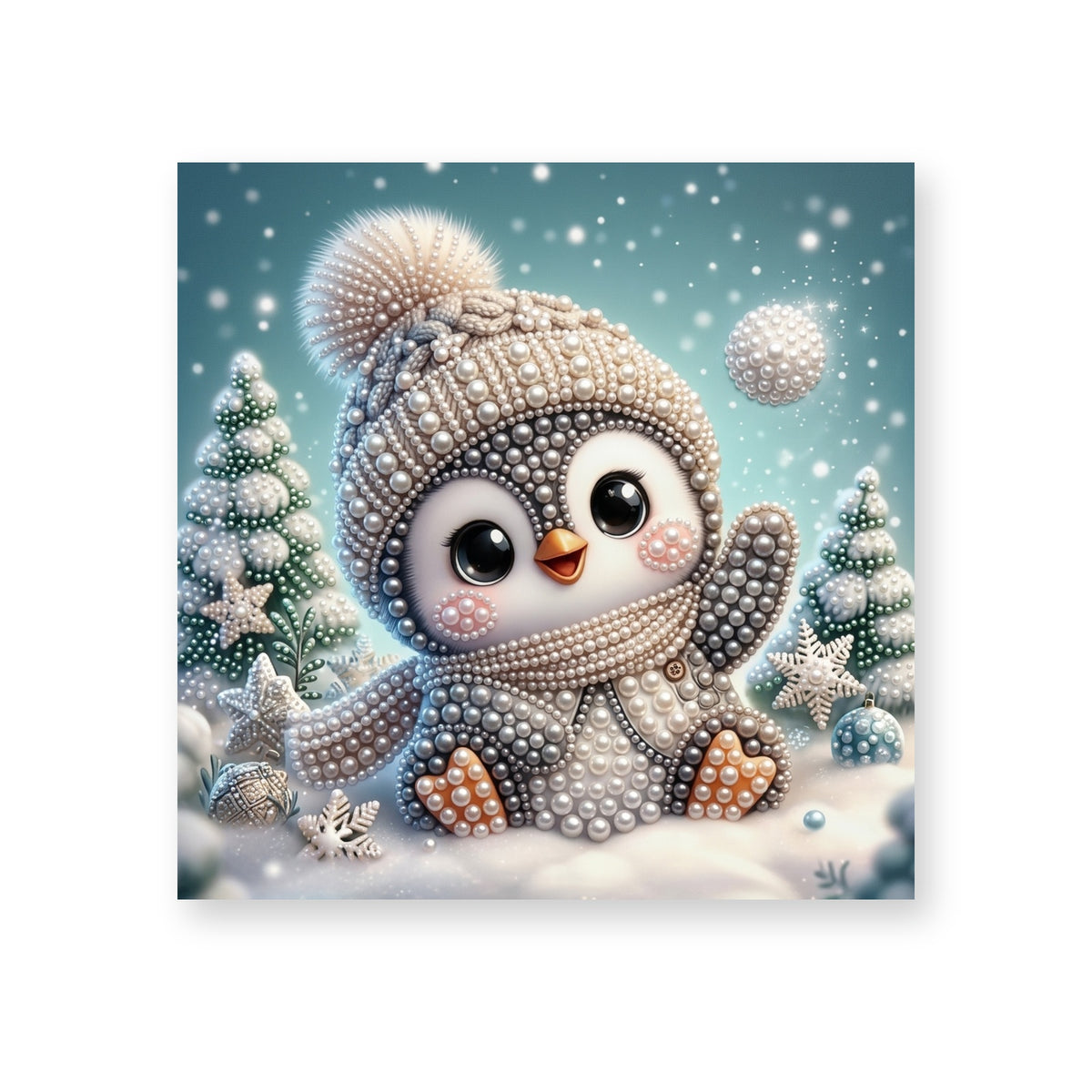 Baby Penguin in a Snowy Forest