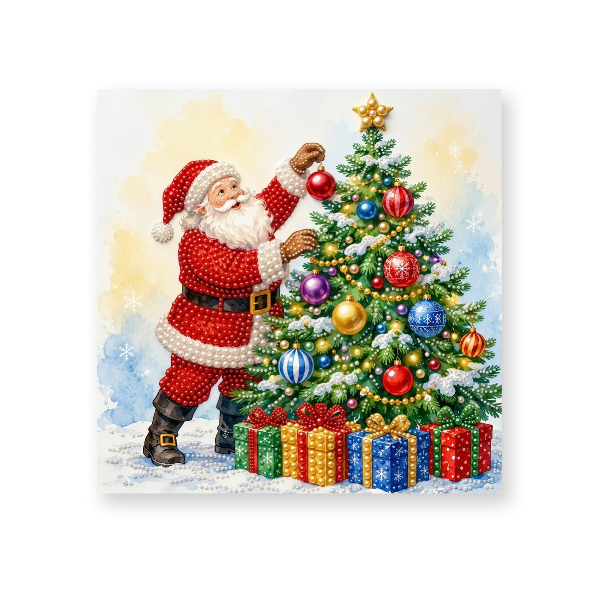 Santa Decorating the Christmas Tree