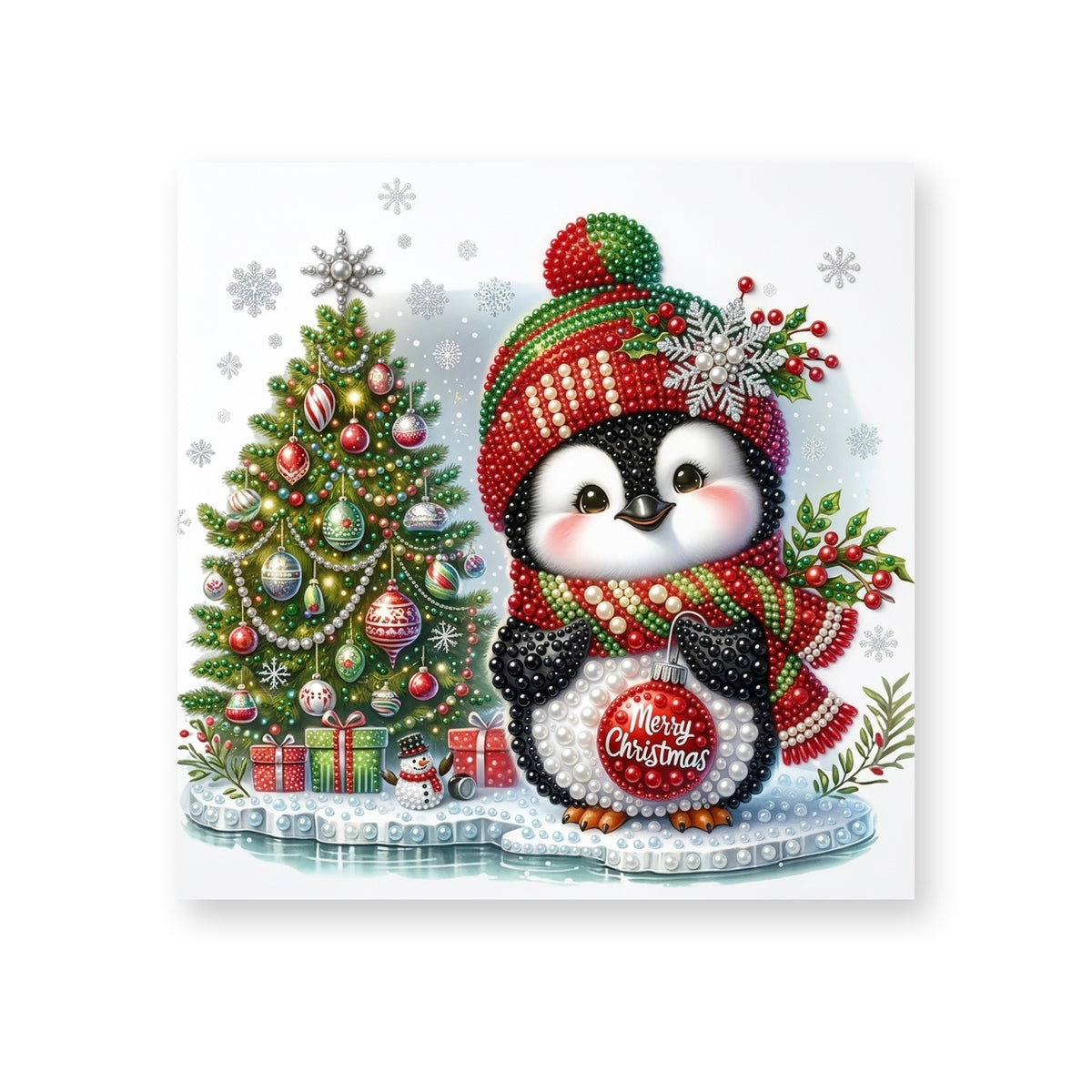 Penguin with a Merry Christmas Bauble