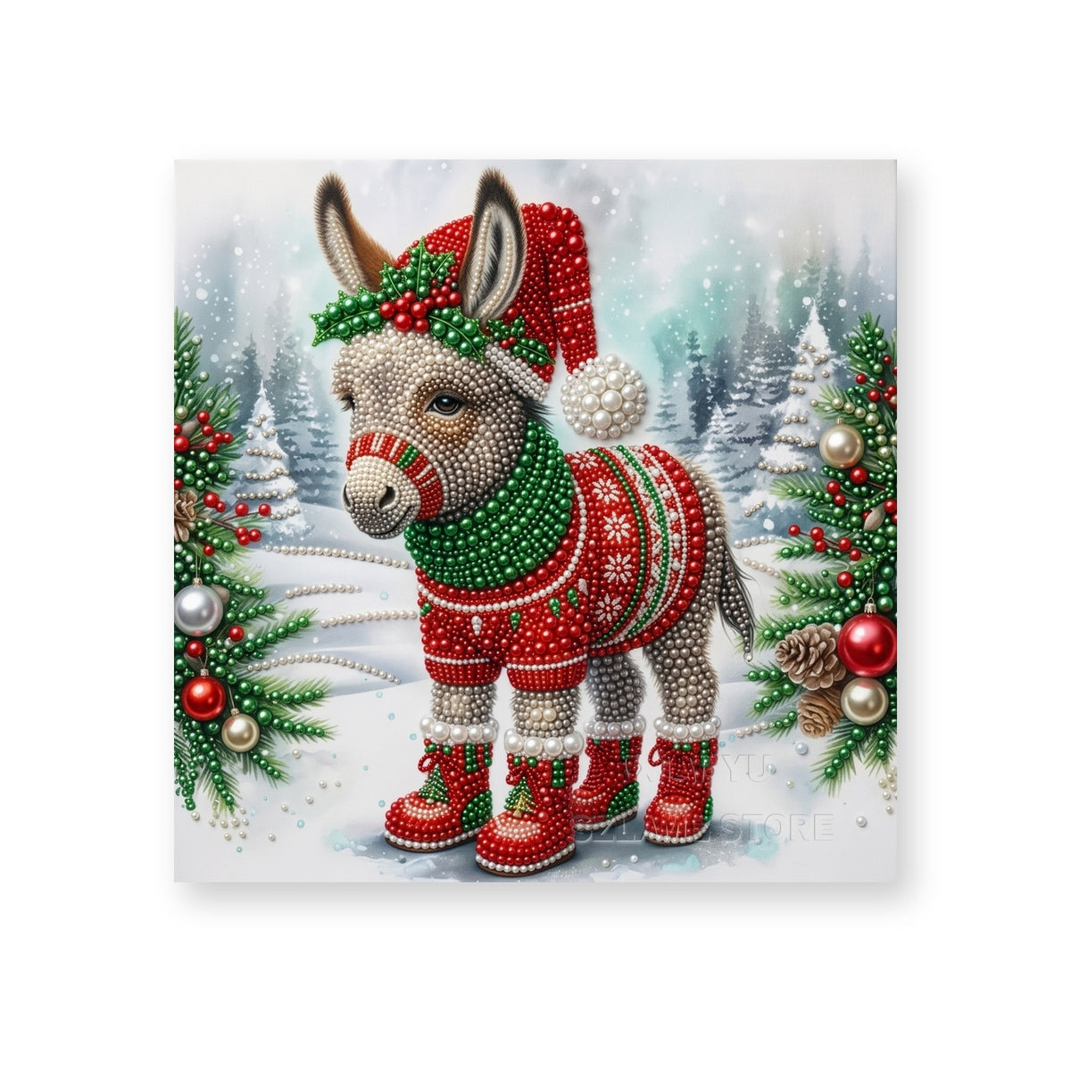 Christmas Donkey in a Nordic Sweater