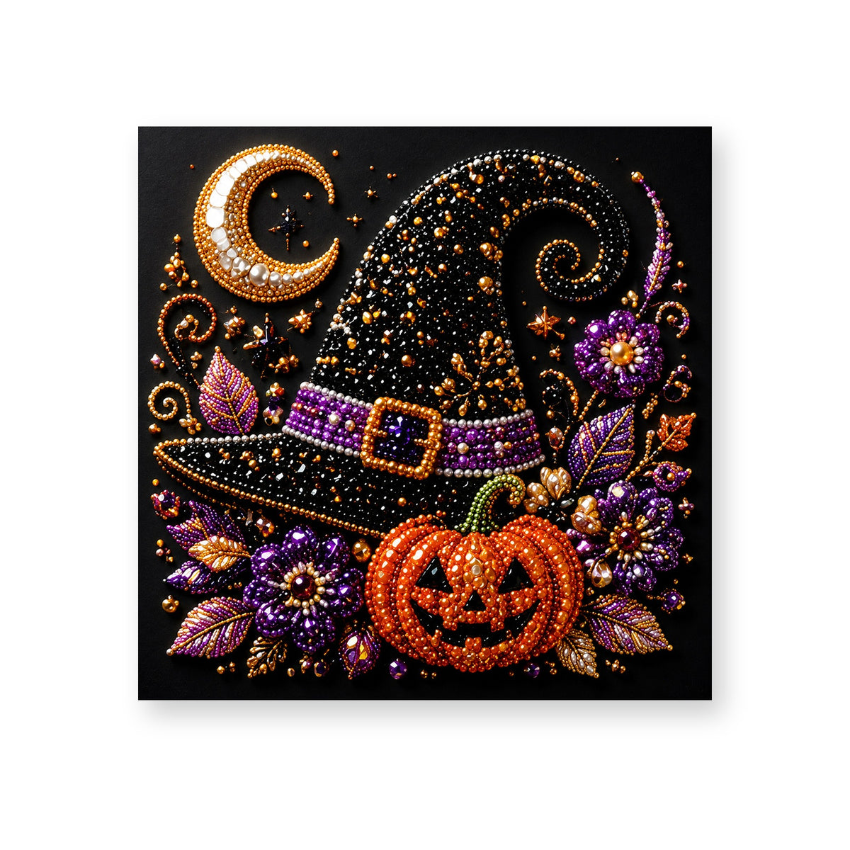Purple-Banded Witch Hat with a Pumpkin