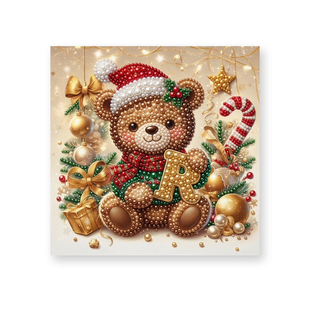 Christmas Teddy Bear with the Letter R