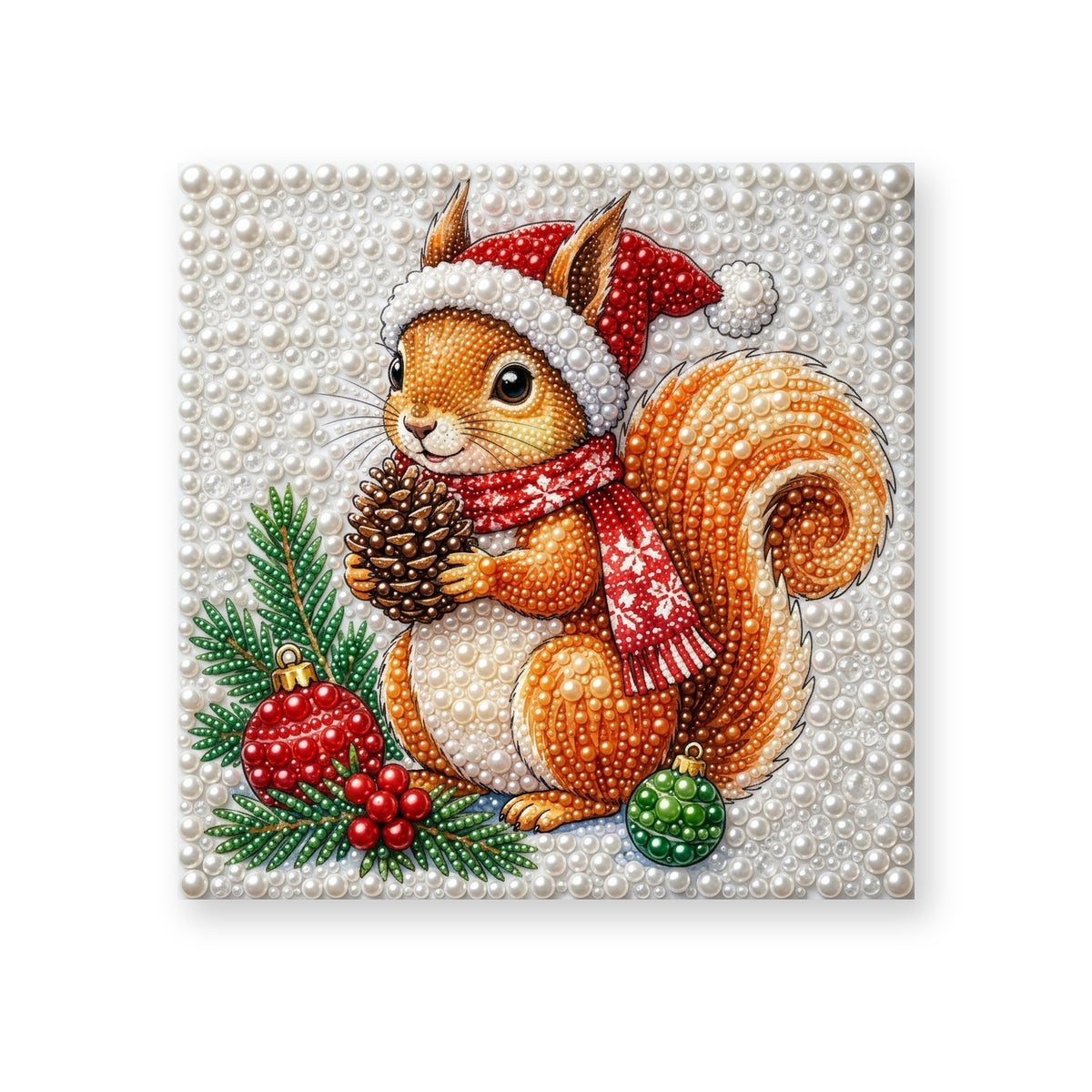 Christmas Squirrel with a Pinecone