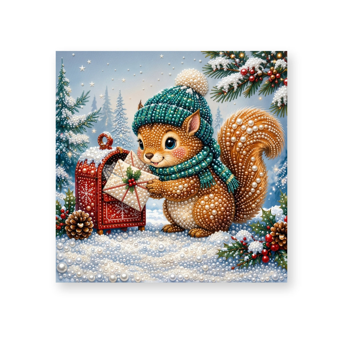 Winter Squirrel Posting a Christmas Letter