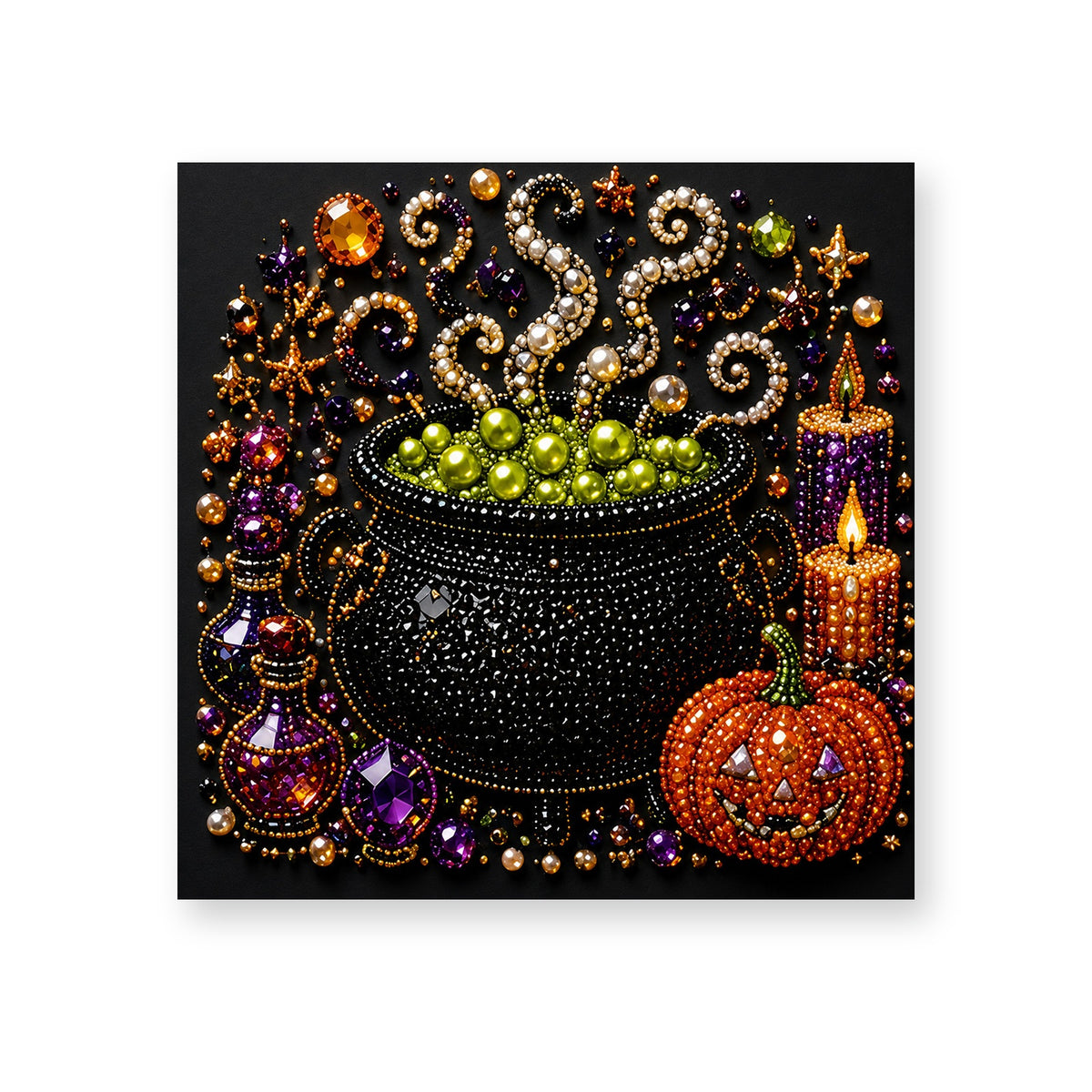 Bubbling Green Cauldron with Halloween Candles