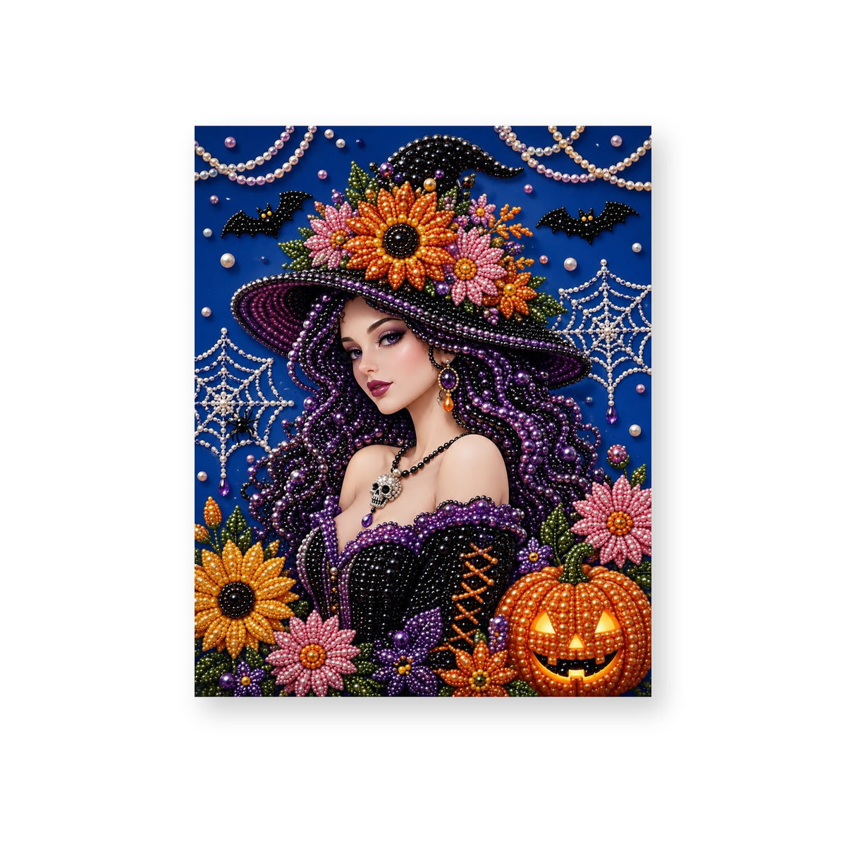 Purple-Haired Witch among Autumn Flowers
