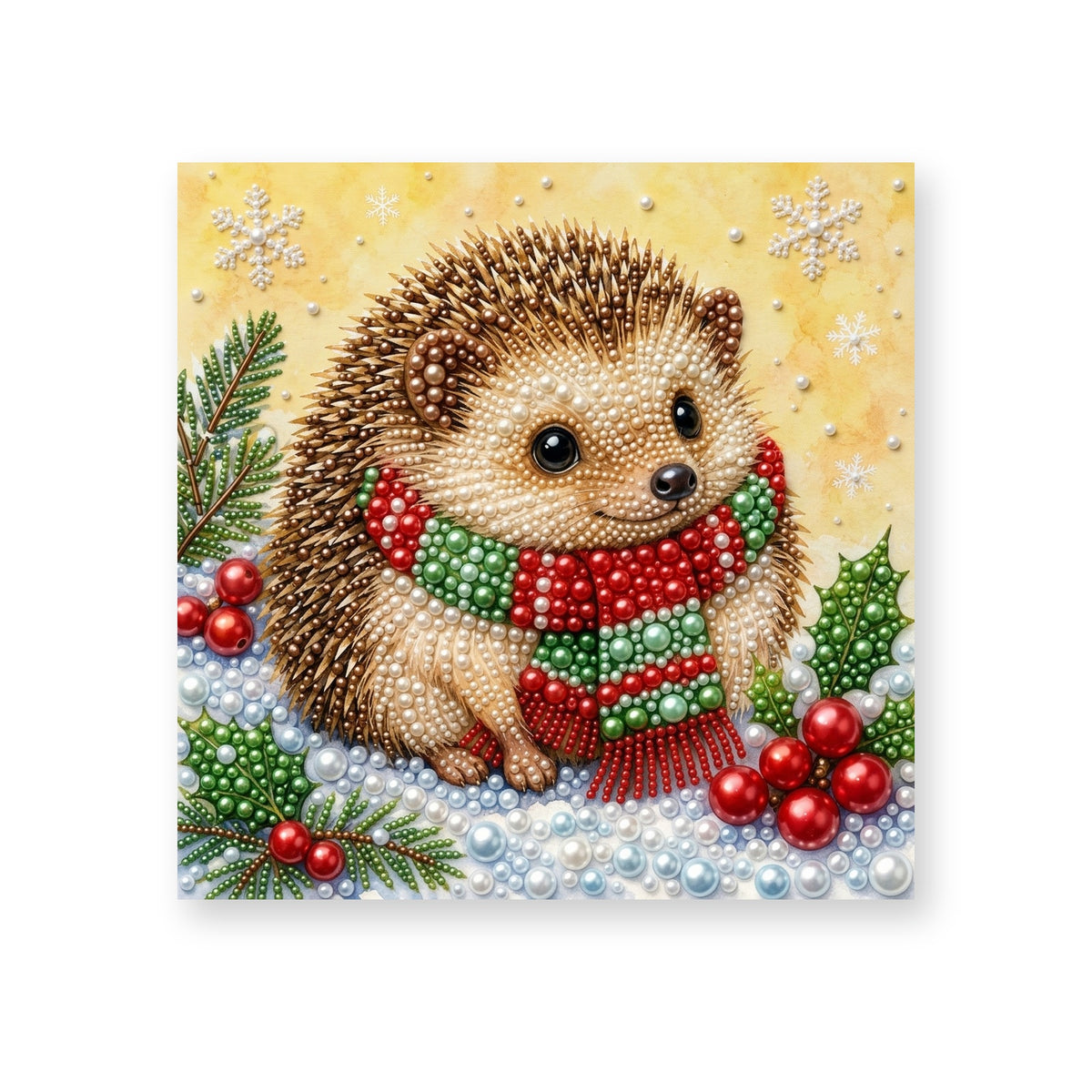 Little Hedgehog in Snowy Holly
