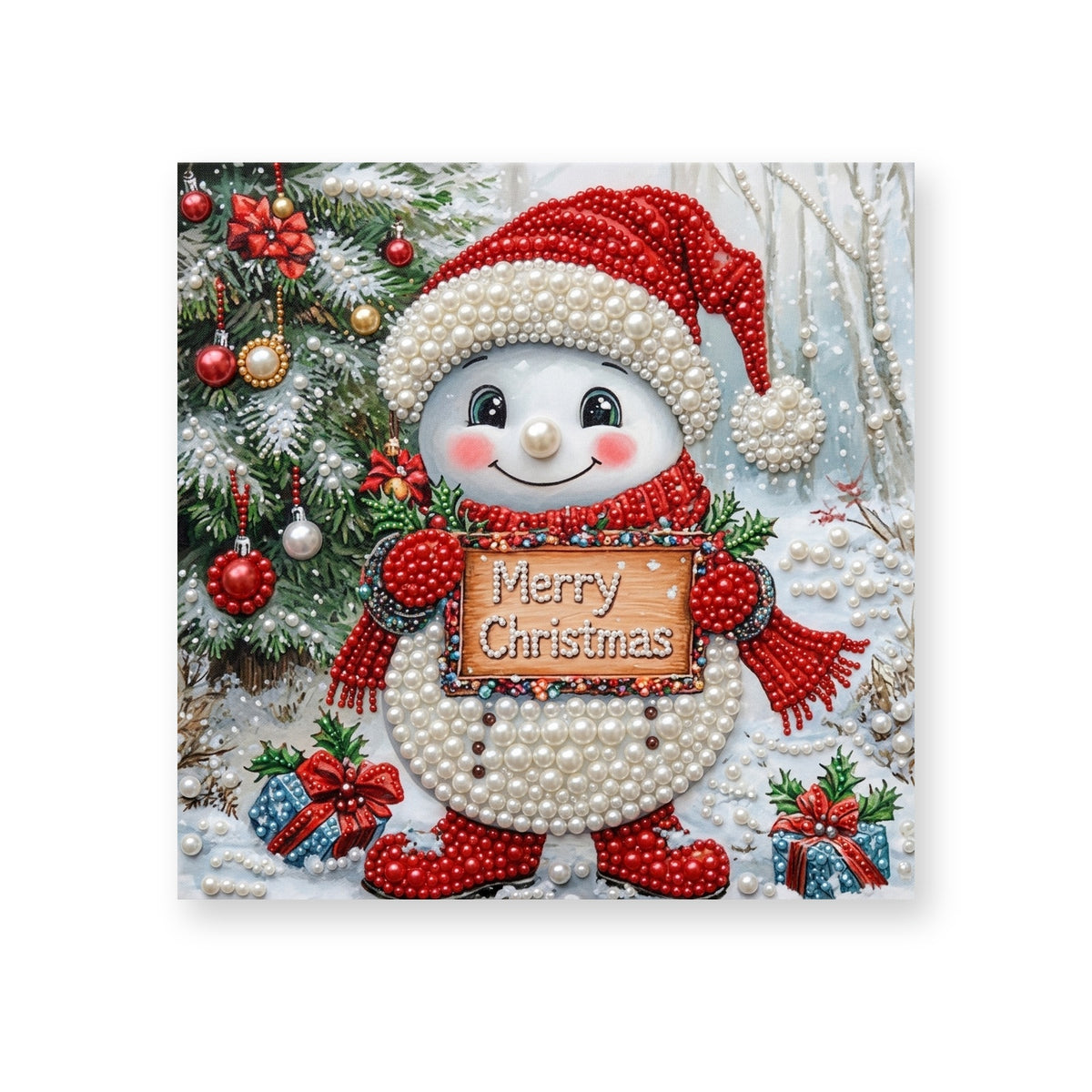 Snowman with a Merry Christmas Sign