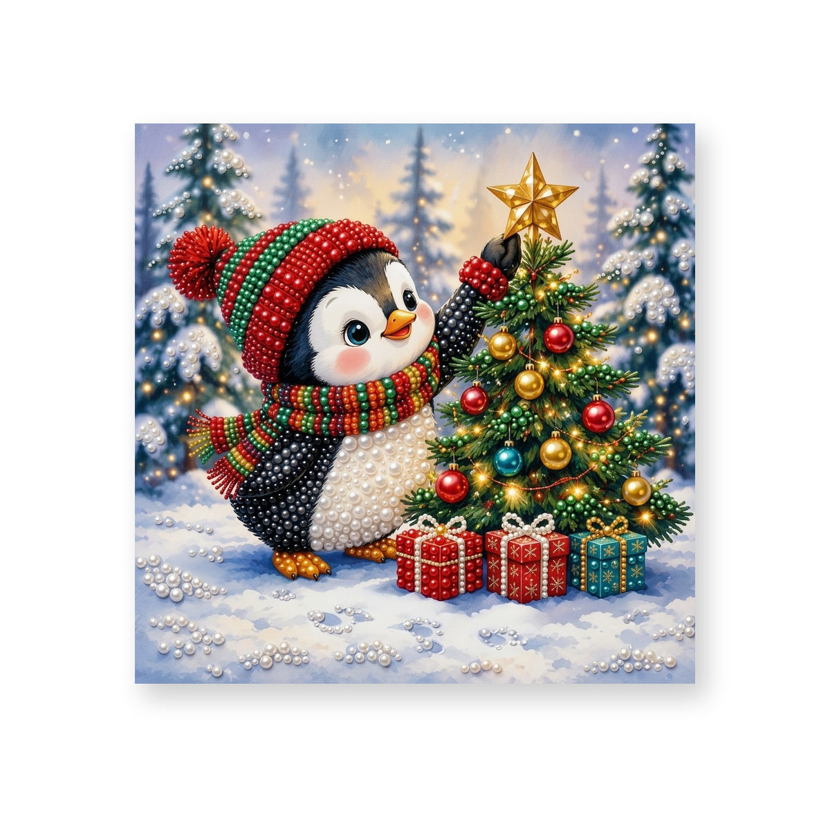 Penguin Reaching for a Christmas Star