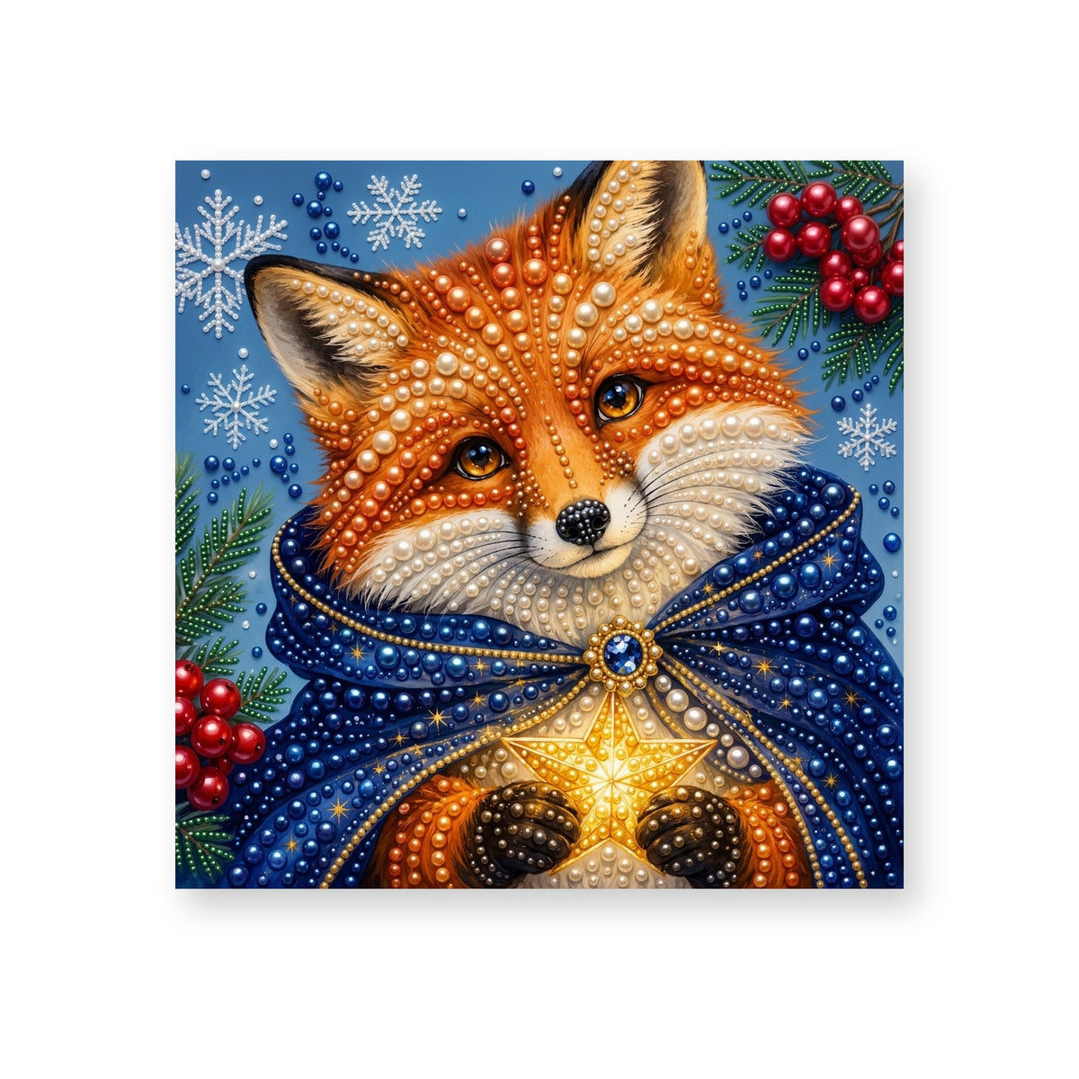 Winter Fox in a Blue Cloak with a Golden Star