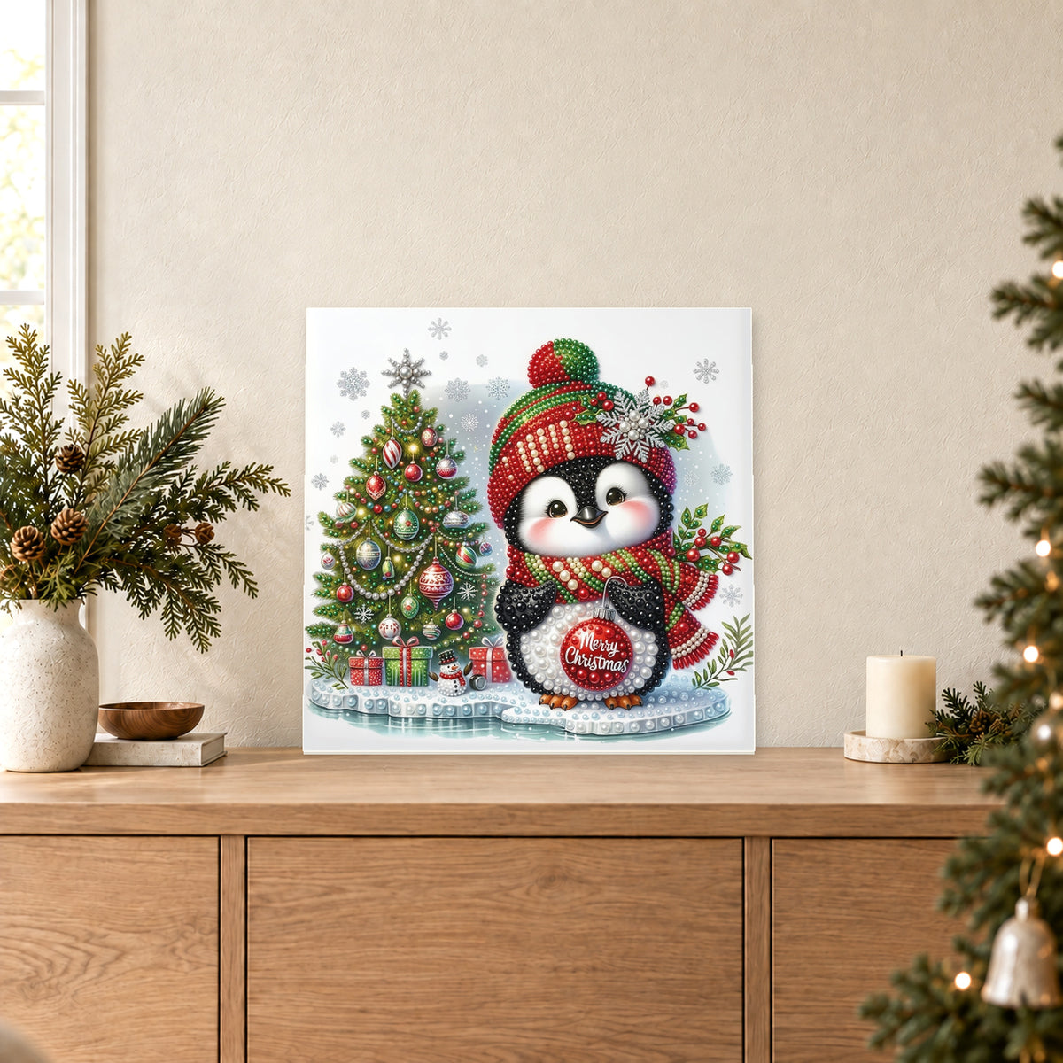 بطريق يحمل زينة Merry Christmas