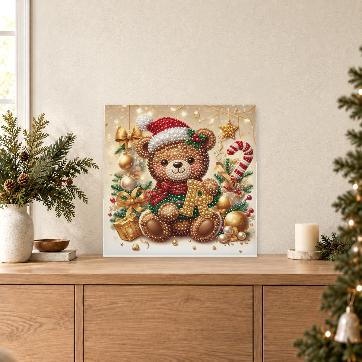 Osito de Navidad con la letra R