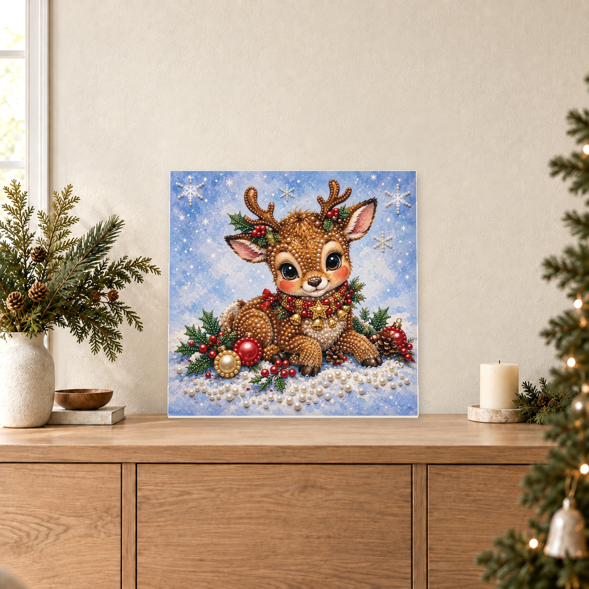Baby Reindeer with a Golden Star Collar