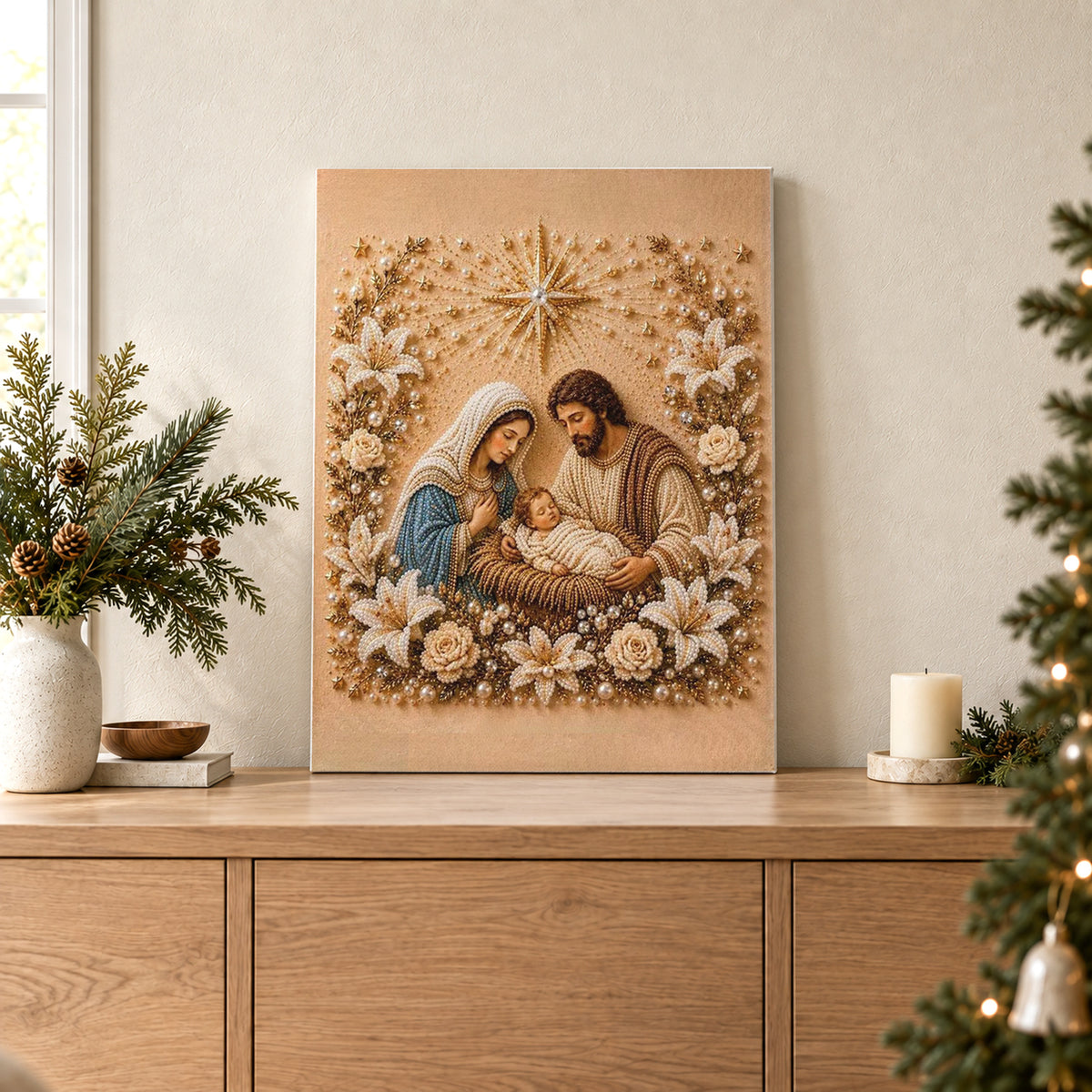 La Sacra Famiglia sotto una stella dorata