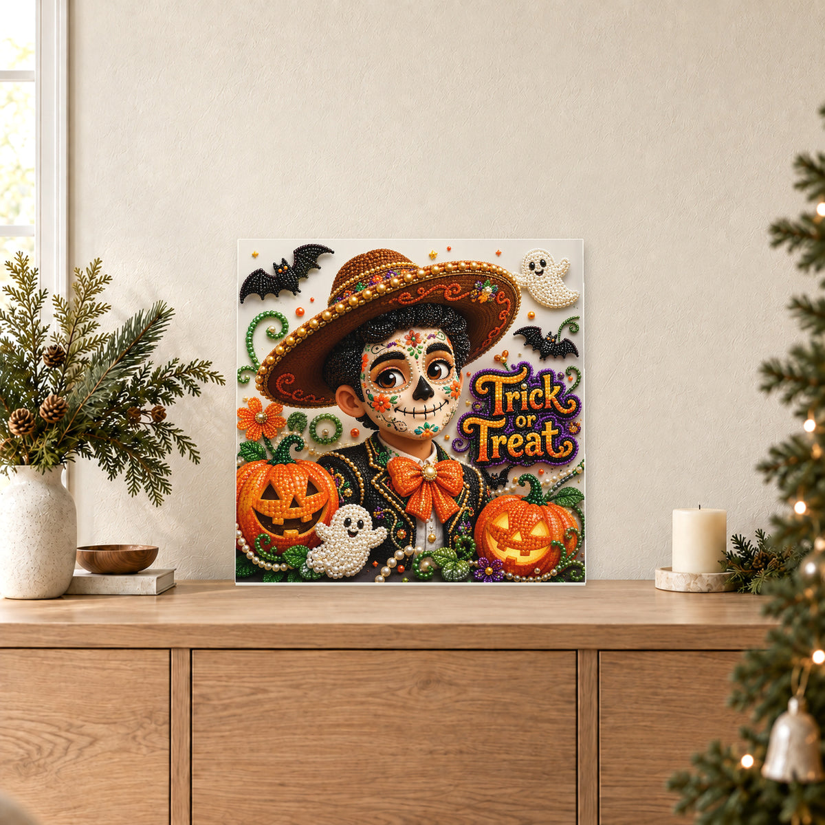 Gentleman au maquillage de crâne en sucre avec Trick Treat