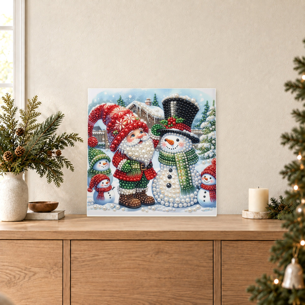 Weihnachtswichtel und Schneemannfreunde