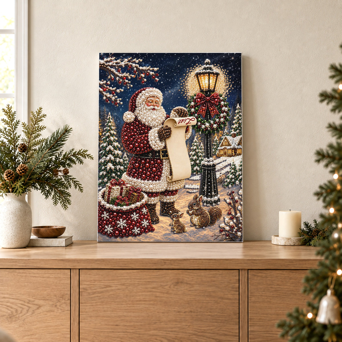 Santa and Nice List in Winter Village