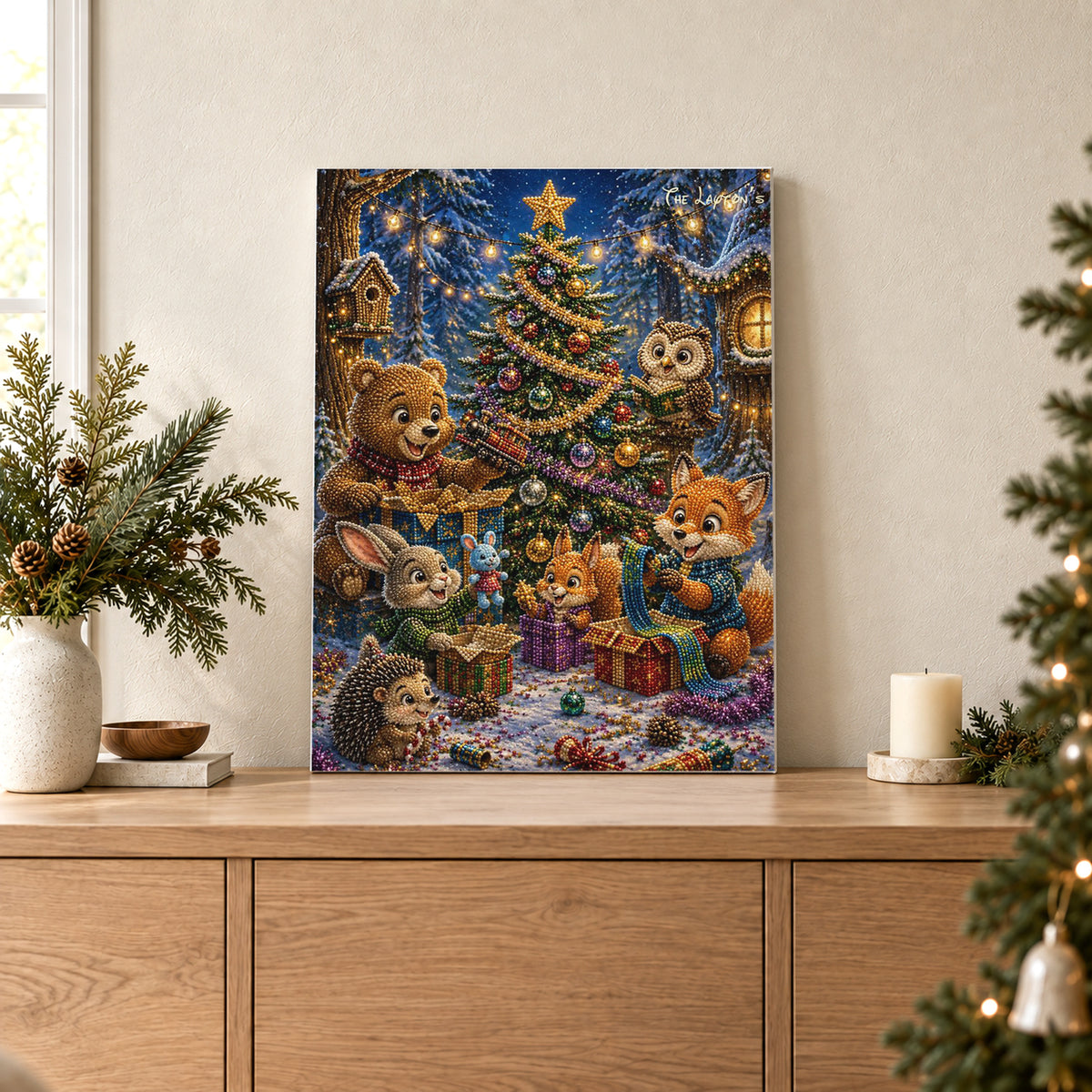 Woodland Friends around the Christmas Tree