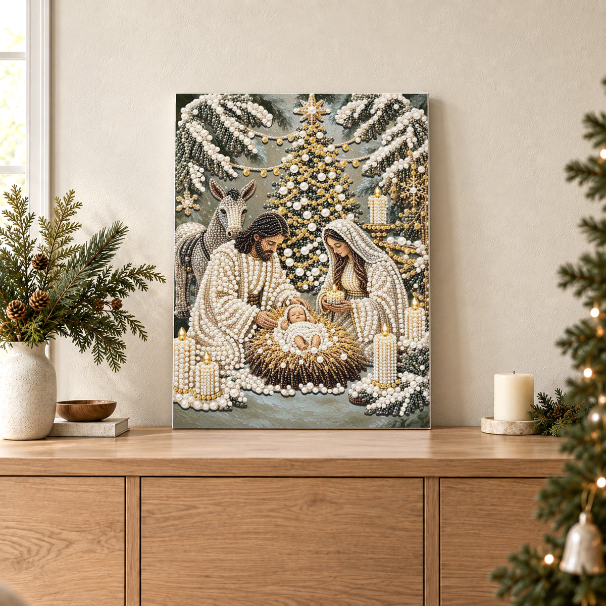 Snowy Nativity Beneath the Christmas Tree