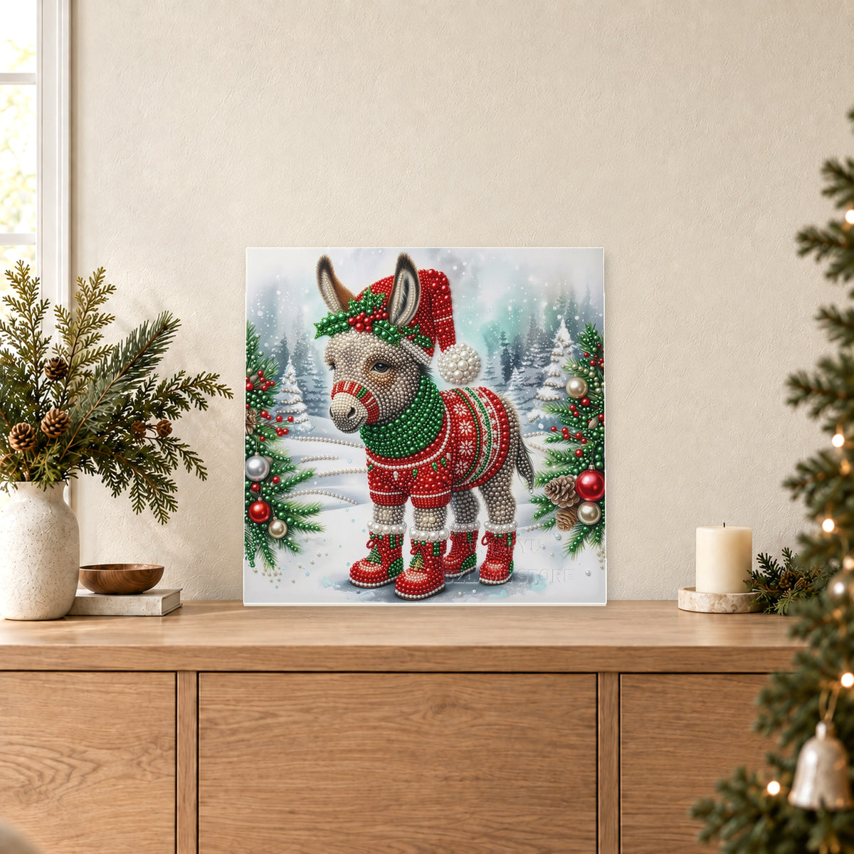 Christmas Donkey in a Nordic Sweater