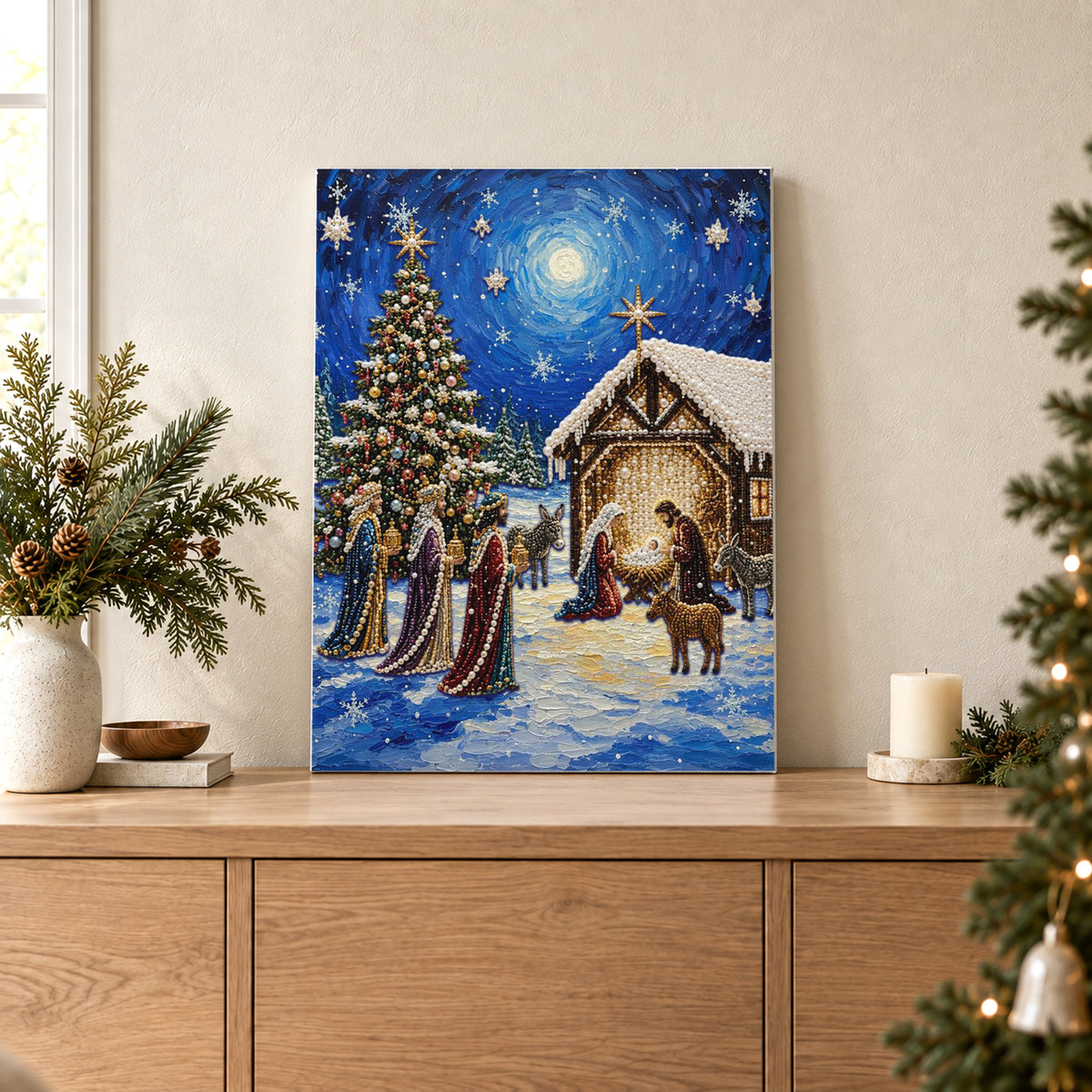 Villaggio della Natività sotto il cielo stellato