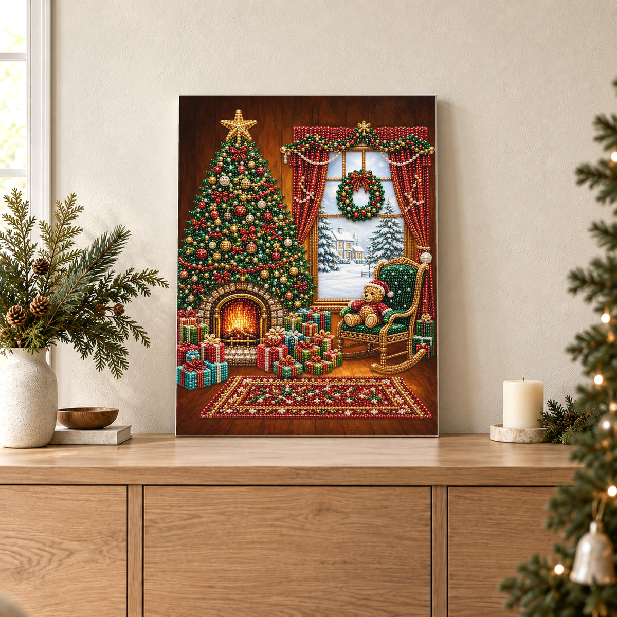 Cozy Christmas Tree Living Room